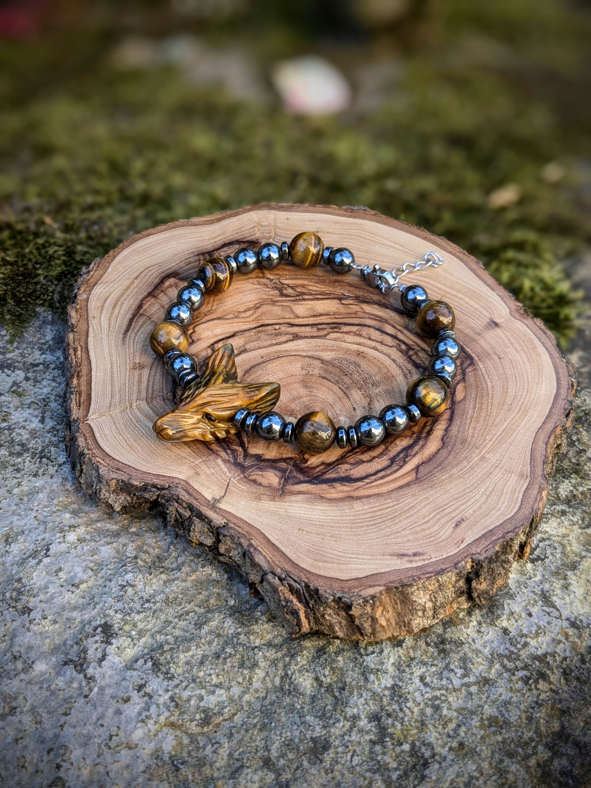 Bracelet oeil de tigre et loup