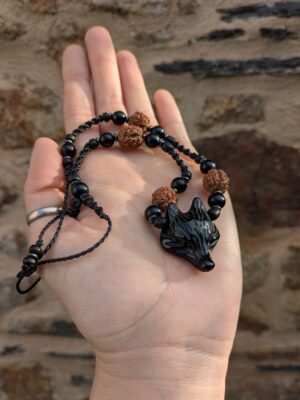 Collier renard Obsidienne