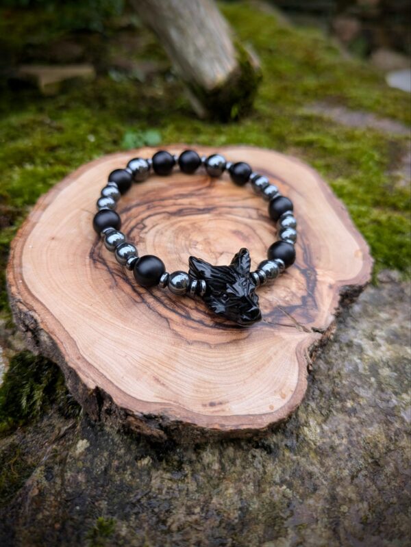 Bracelet Loup obsidienne